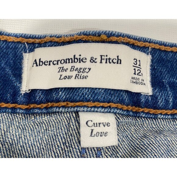 Abercrombie & Fitch Curve Love Baggy Low Rise Jeans Size 31/12 Blue Denim - Picture 5 of 12